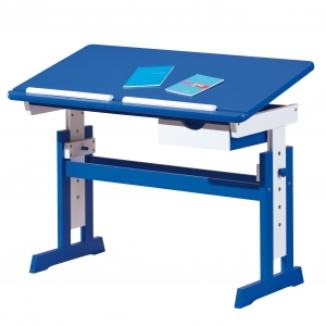 Interlink Kinder Schreibtisch Paco - Schülerschreibtisch blau - weiss höhenverstellbar