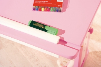 Interlink Kinder Schreibtisch Cecilia - Schülerschreibtisch weiss - rosa höhenverstellbar