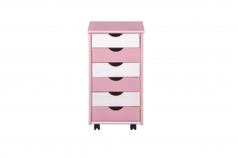Rollcontainer Pierre für Schreibtisch weiß pink- Interlink Schubladenschrank