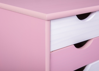 Rollcontainer Pierre für Schreibtisch weiß pink- Interlink Schubladenschrank